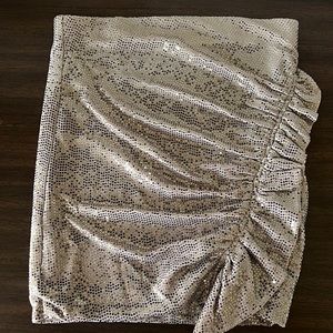 Astr the label silver ruffled skirt